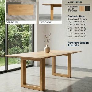 Mclaren Table- Oak blackwood timber 180-210-270-300 sizes
