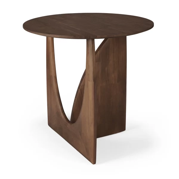 Ethnicraft Teak Brown Geometric Side Table - Image 4
