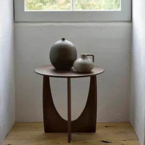 Ethnicraft Teak Brown Geometric Side Table