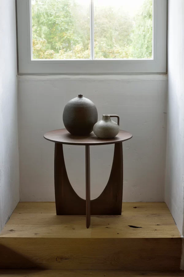 Ethnicraft Teak Brown Geometric Side Table