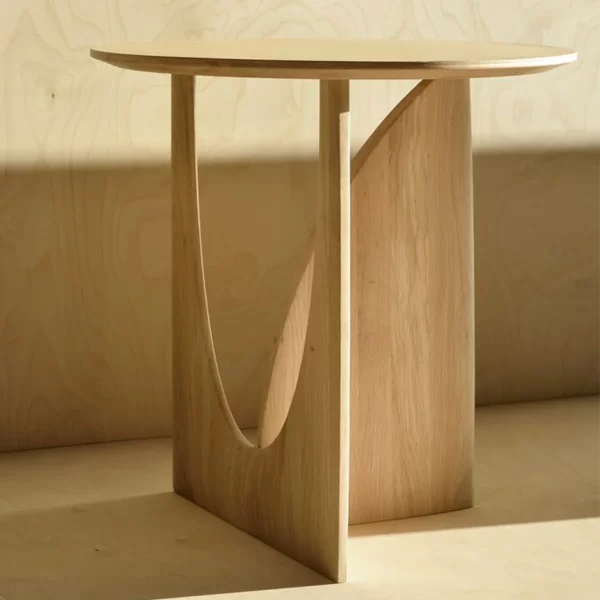 Ethnicraft Oak Geometric Side Table - Image 3