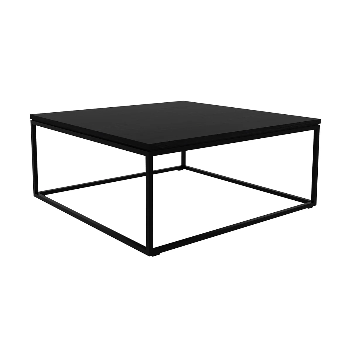 Ethnicraft Oak Thin Black Coffee Table 700 / 700 / 350 - Image 4