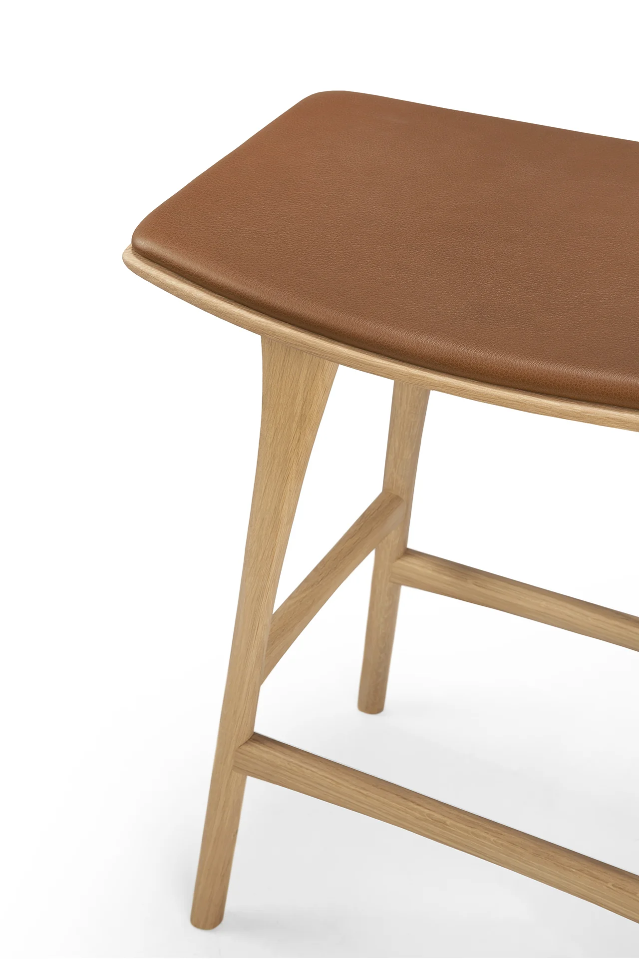 Ethnicraft Oak Osso Counter Stool Cognac Leather. H 69 cm - Image 5