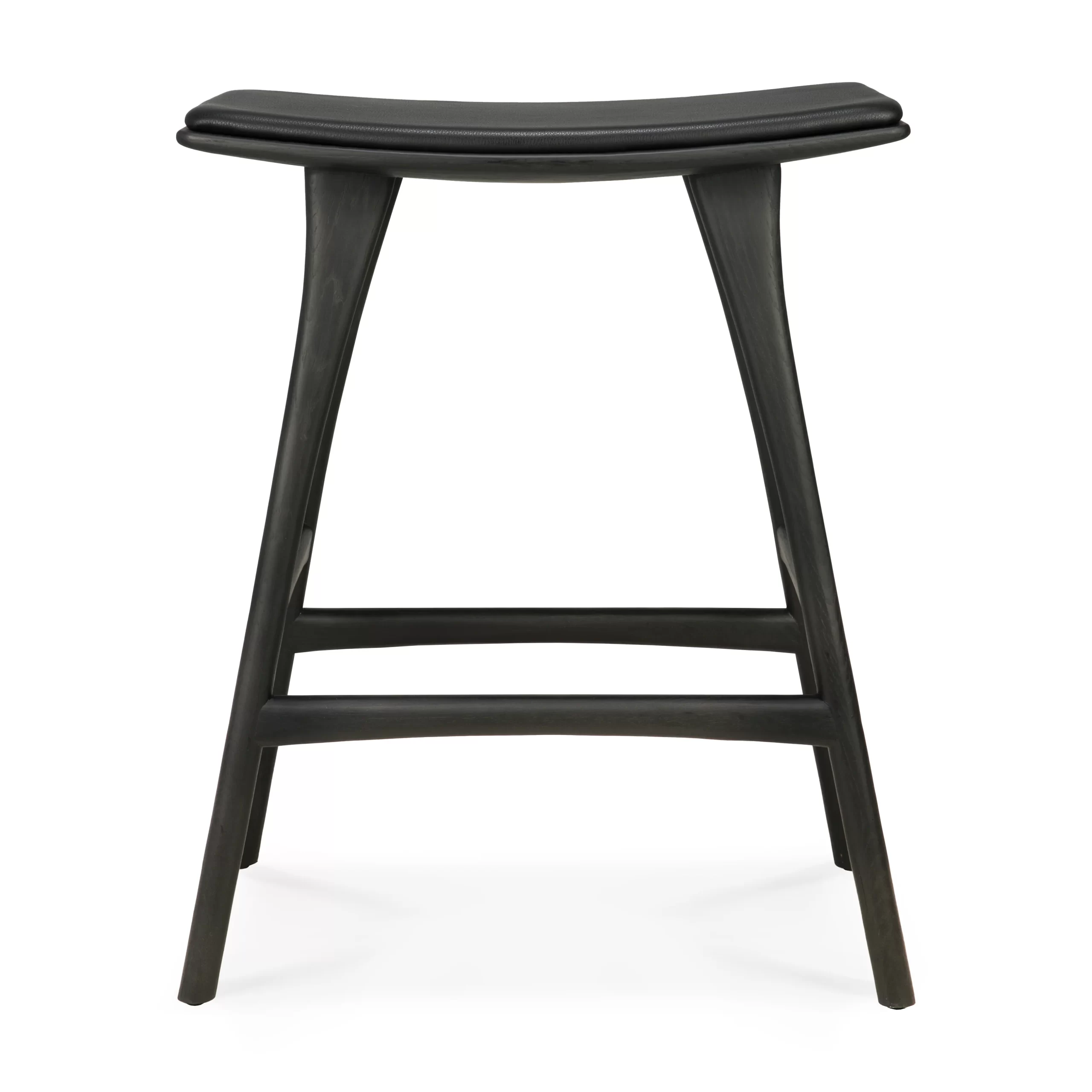 Ethnicraft Oak Black Osso Counter Stool Black Leather ..Height 69cm - Image 6