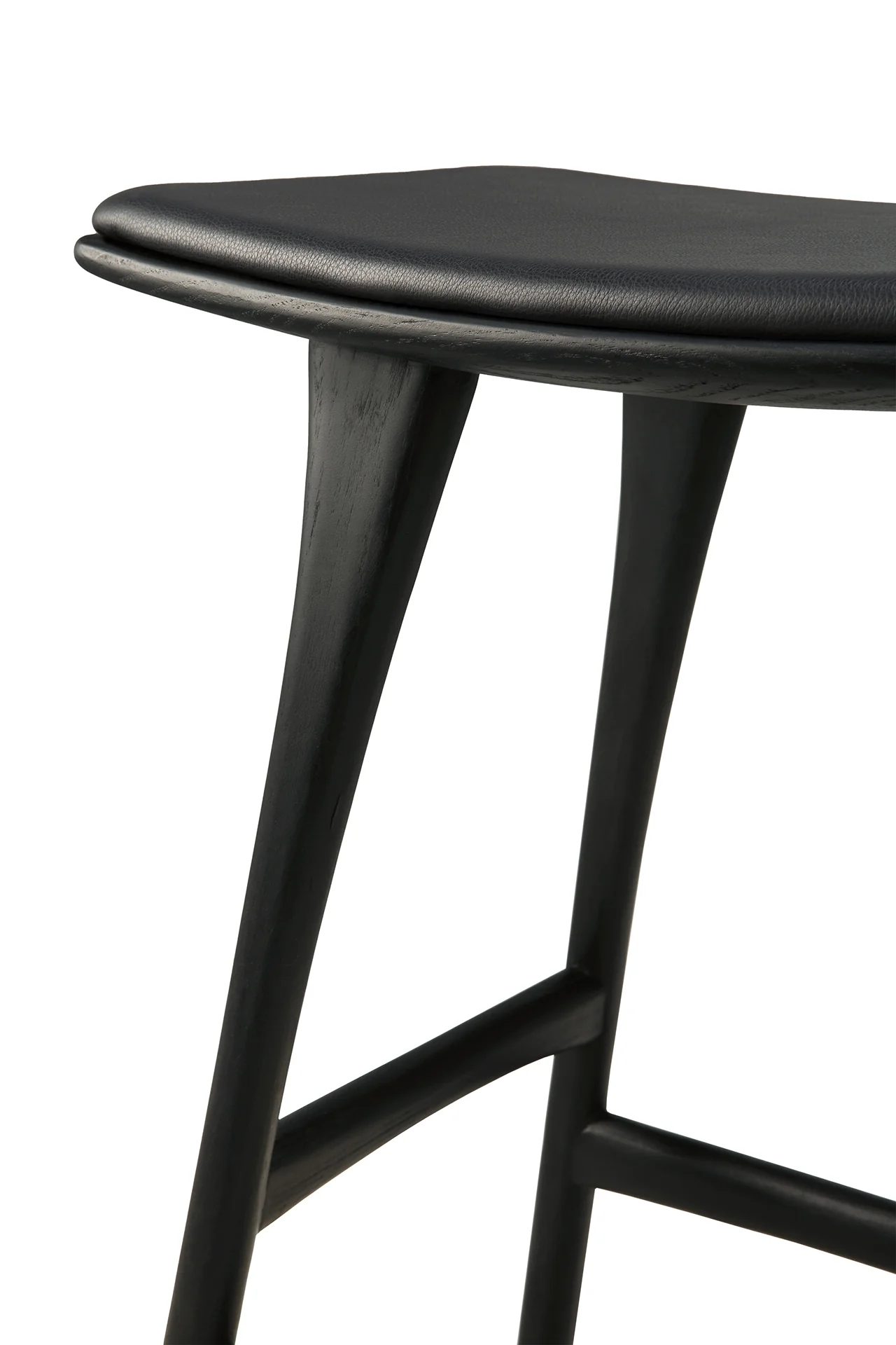 Ethnicraft Oak Black Osso Counter Stool Black Leather ..Height 69cm - Image 4