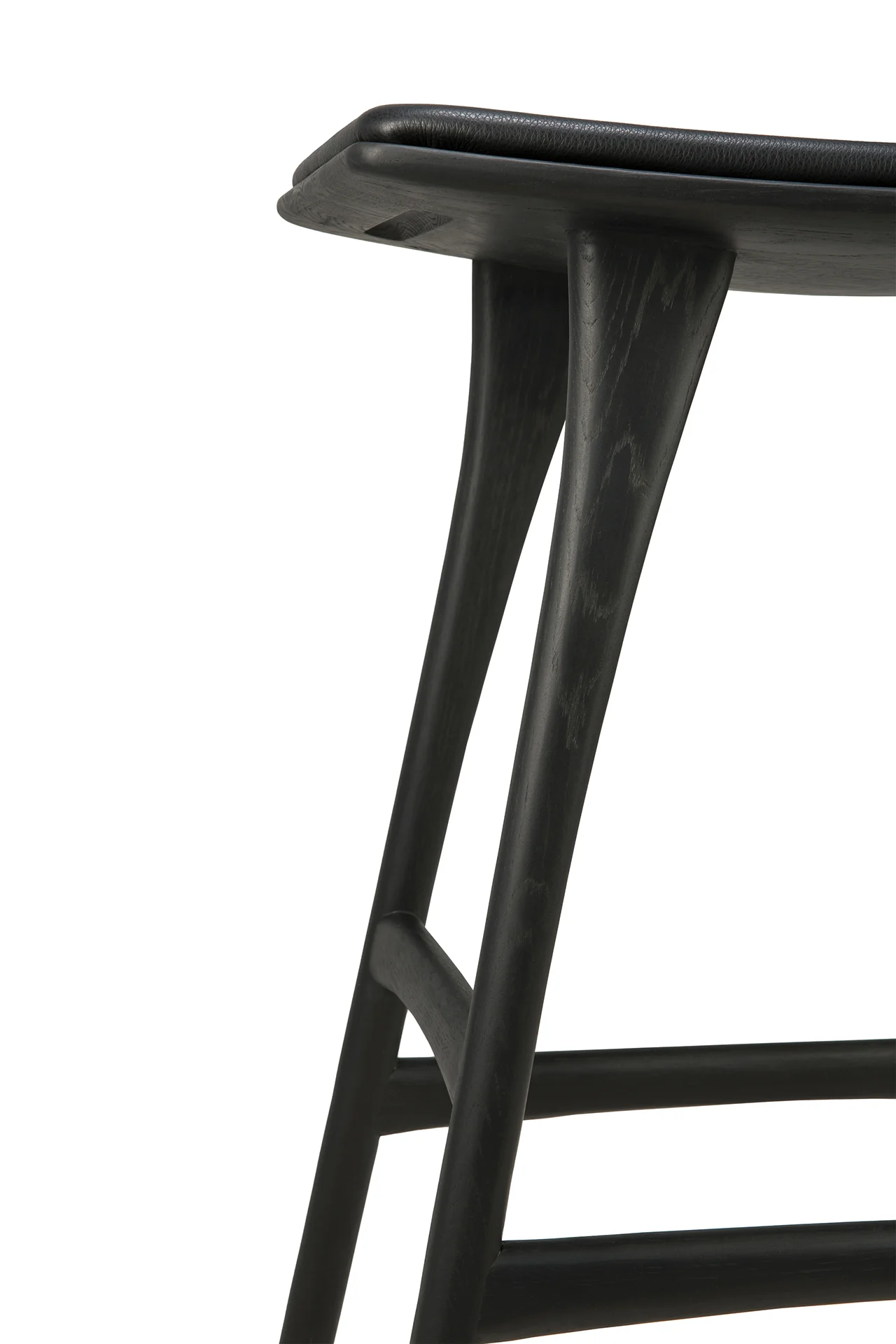 Ethnicraft Oak Black Osso Counter Stool Black Leather ..Height 69cm - Image 3