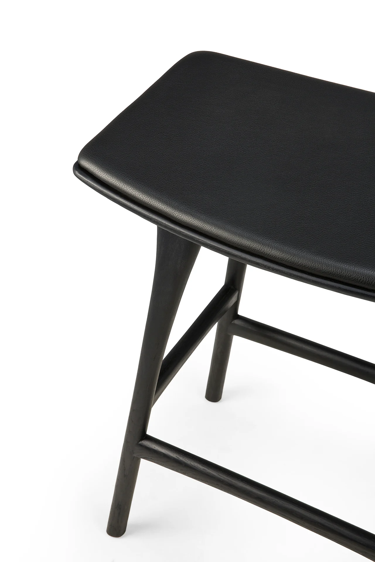 Ethnicraft Oak Black Osso Counter Stool Black Leather ..Height 69cm - Image 2