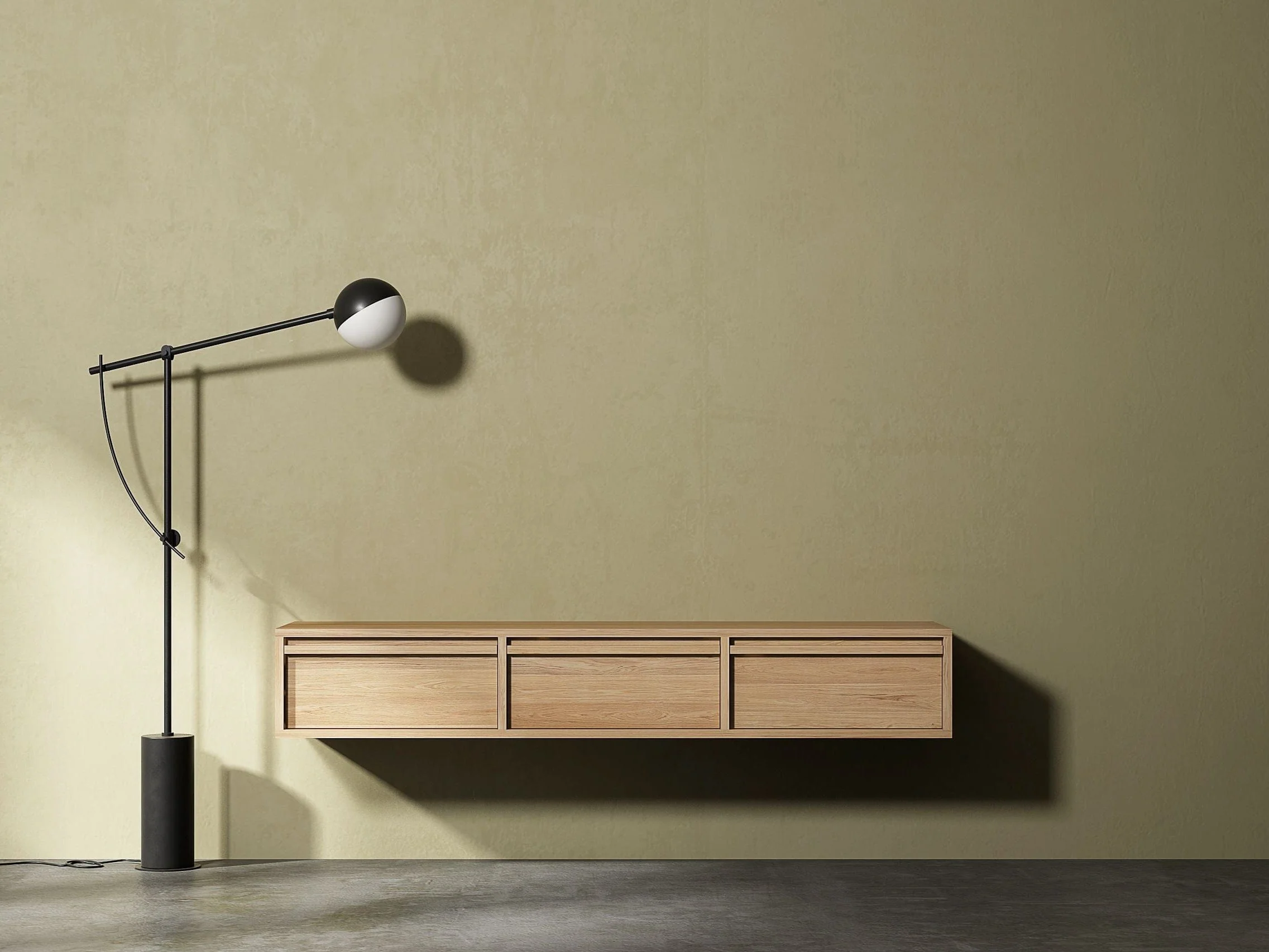 Floating Cabinet with 3 Drawers L 161 x D 40 x H 26